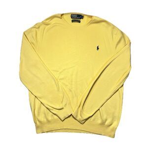 Polo Ralph Lauren Sweater Men's Size XL Yellow Crew 100% Pima Cotton Pullover